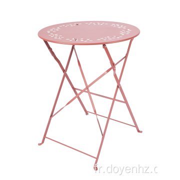 Table pliante ronde en métal 60 cm avec motif de feuilles